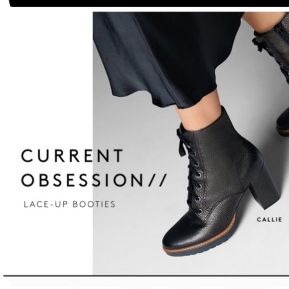 NATURALIZER 🖤 Callie Mid Shaft Lace-Up Leather Bootie 8 Wide Heel Zip Black 8.5 - Picture 17 of 17